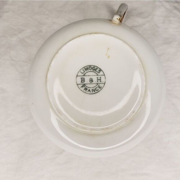 Antique Limoges gold Chintz porcelain cup saucer - Picture 5 of 9